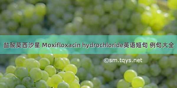 盐酸莫西沙星 Moxifloxacin hydrochloride英语短句 例句大全