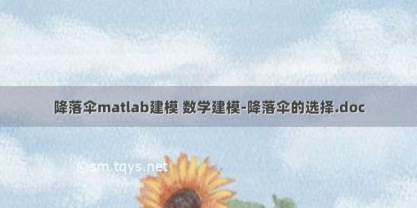 降落伞matlab建模 数学建模-降落伞的选择.doc