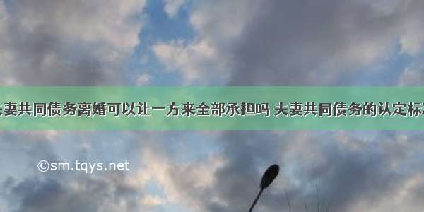 夫妻共同债务离婚可以让一方来全部承担吗 夫妻共同债务的认定标准