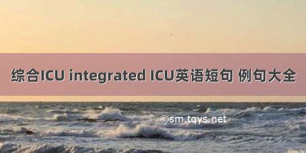 综合ICU integrated ICU英语短句 例句大全