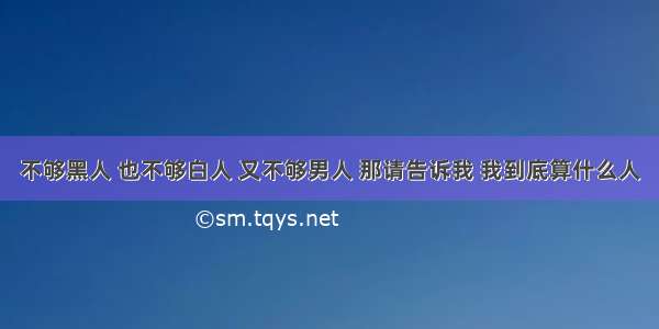 不够黑人 也不够白人 又不够男人 那请告诉我 我到底算什么人