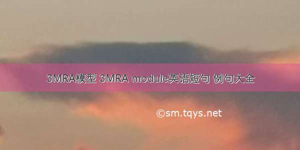 3MRA模型 3MRA module英语短句 例句大全
