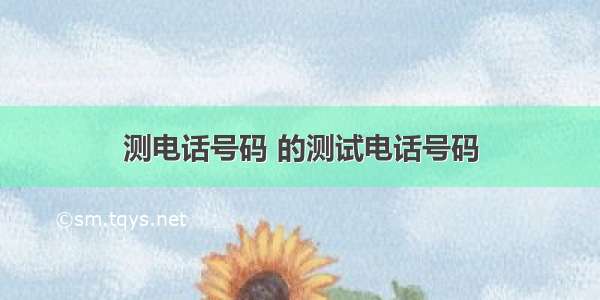 测电话号码 的测试电话号码