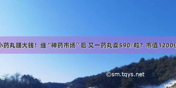 小药丸赚大钱！继“神药市场”后 又一药丸卖590/粒？市值1200亿