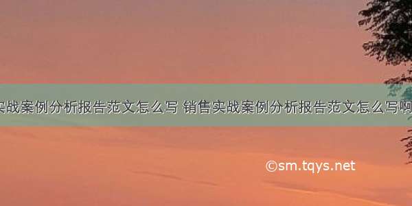 销售实战案例分析报告范文怎么写 销售实战案例分析报告范文怎么写啊(八篇)