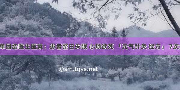 河南单团结医生医案：患者整日失眠 心烦欲死 「元气针灸 经方」 7次痊愈！