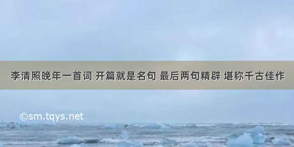 李清照晚年一首词 开篇就是名句 最后两句精辟 堪称千古佳作