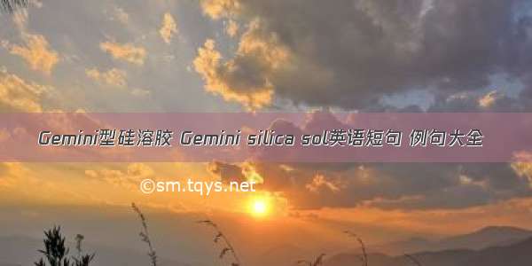 Gemini型硅溶胶 Gemini silica sol英语短句 例句大全