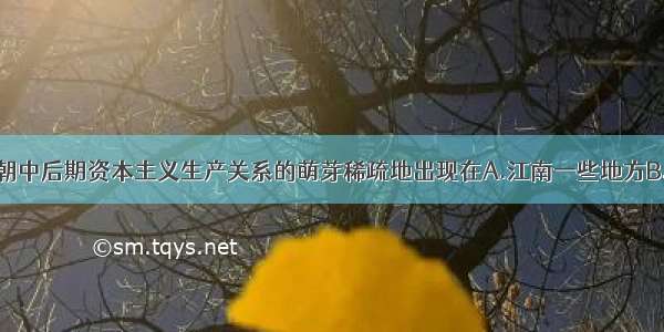 单选题明朝中后期资本主义生产关系的萌芽稀疏地出现在A.江南一些地方B.淮北一些