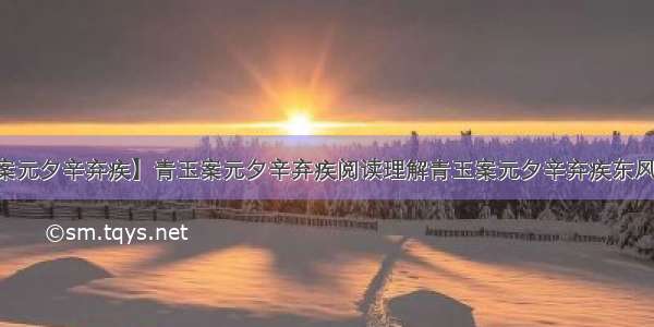 【青玉案元夕辛弃疾】青玉案元夕辛弃疾阅读理解青玉案元夕辛弃疾东风夜放花....