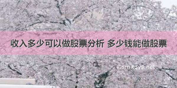 收入多少可以做股票分析 多少钱能做股票