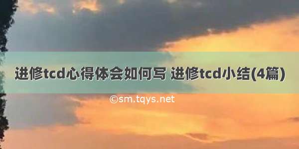 进修tcd心得体会如何写 进修tcd小结(4篇)