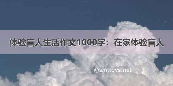 体验盲人生活作文1000字：在家体验盲人