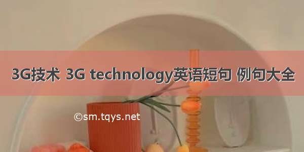 3G技术 3G technology英语短句 例句大全