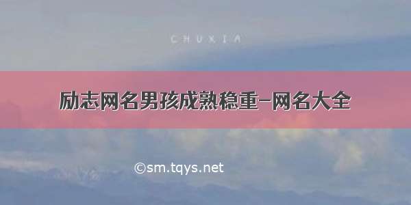 励志网名男孩成熟稳重-网名大全