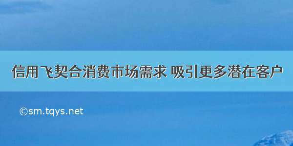 信用飞契合消费市场需求 吸引更多潜在客户