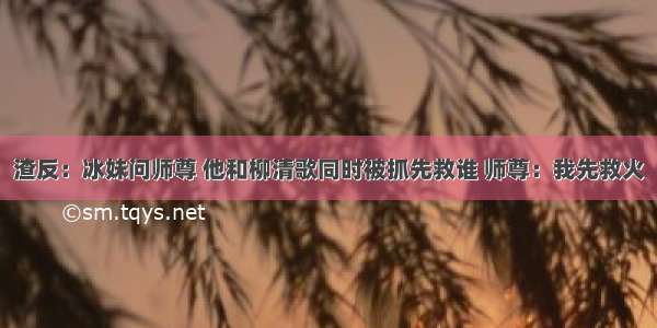 渣反：冰妹问师尊 他和柳清歌同时被抓先救谁 师尊：我先救火