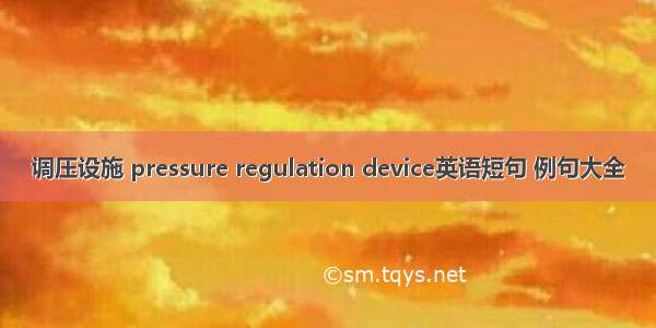 调压设施 pressure regulation device英语短句 例句大全