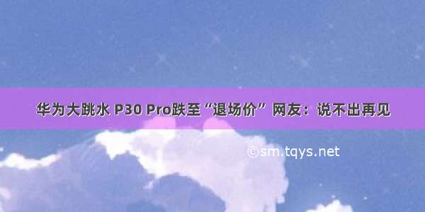 华为大跳水 P30 Pro跌至“退场价” 网友：说不出再见