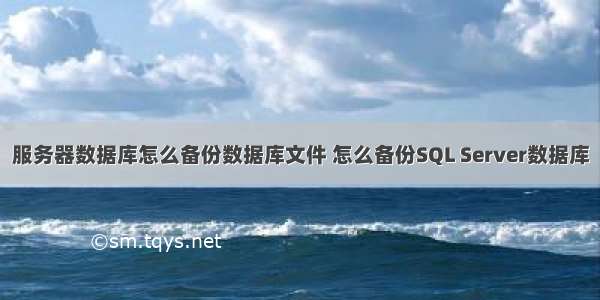 服务器数据库怎么备份数据库文件 怎么备份SQL Server数据库