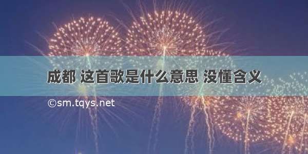 成都 这首歌是什么意思 没懂含义