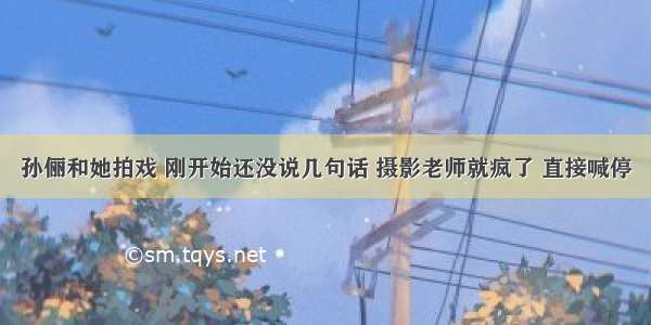 孙俪和她拍戏 刚开始还没说几句话 摄影老师就疯了 直接喊停