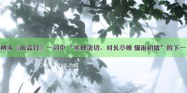 柳永《雨霖铃》一词中 “寒蝉凄切。对长亭晚 骤雨初歇”的下一