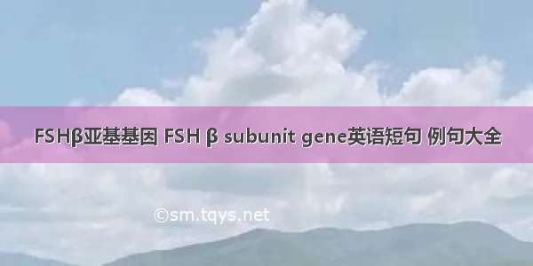 FSHβ亚基基因 FSH β subunit gene英语短句 例句大全