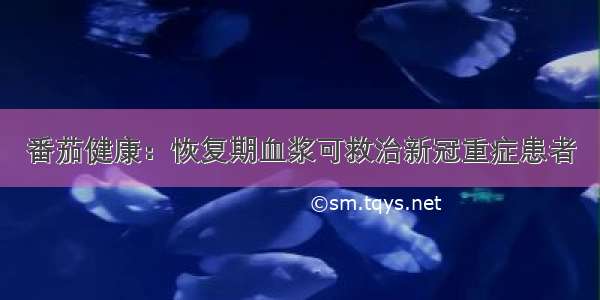 番茄健康：恢复期血浆可救治新冠重症患者