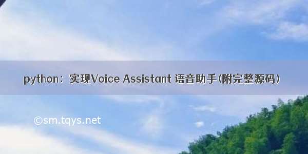 python：实现Voice Assistant 语音助手(附完整源码)