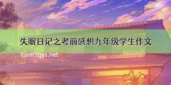 失眠日记之考前感想九年级学生作文