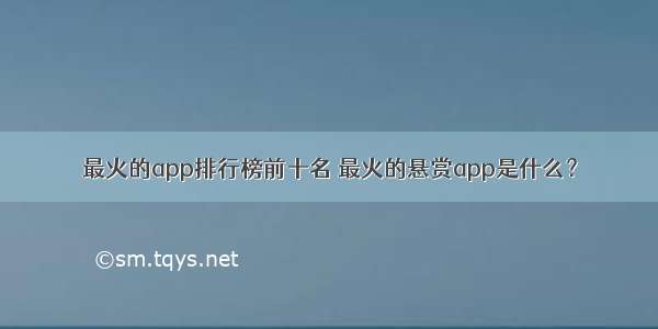 最火的app排行榜前十名 最火的悬赏app是什么？