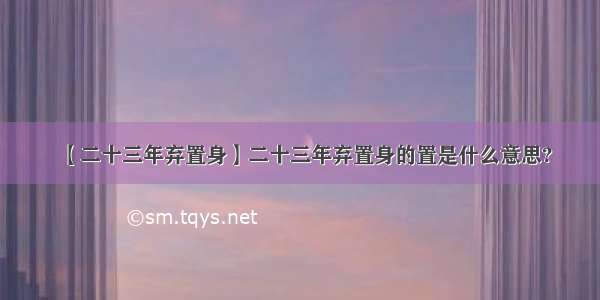 【二十三年弃置身】二十三年弃置身的置是什么意思?