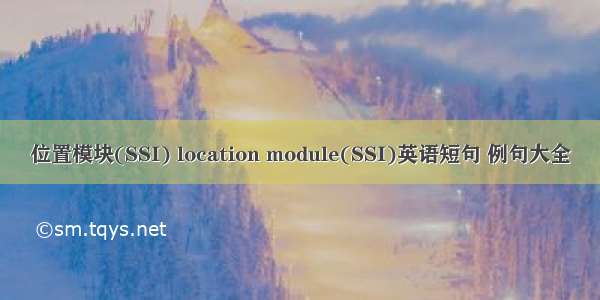 位置模块(SSI) location module(SSI)英语短句 例句大全