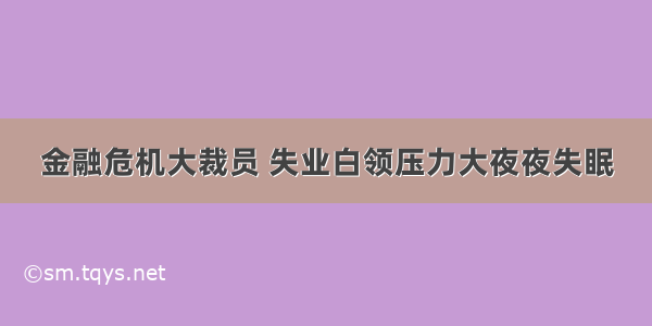 金融危机大裁员 失业白领压力大夜夜失眠