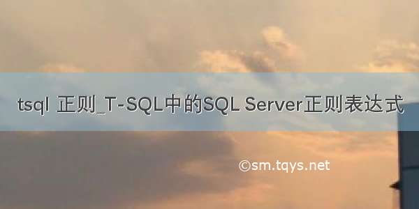 tsql 正则_T-SQL中的SQL Server正则表达式