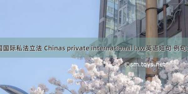 中国国际私法立法 Chinas private international law英语短句 例句大全