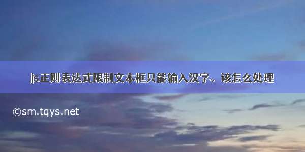 js正则表达式限制文本框只能输入汉字。该怎么处理