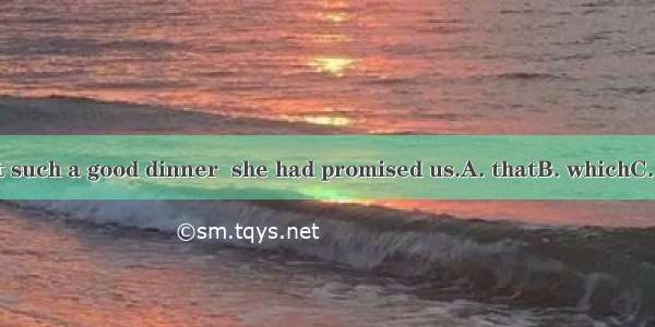 It wasn’t such a good dinner  she had promised us.A. thatB. whichC. asD. what