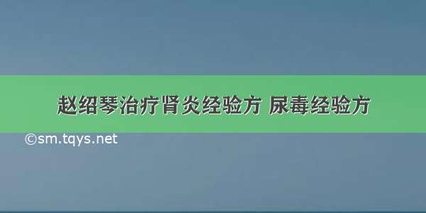 赵绍琴治疗肾炎经验方 尿毒经验方