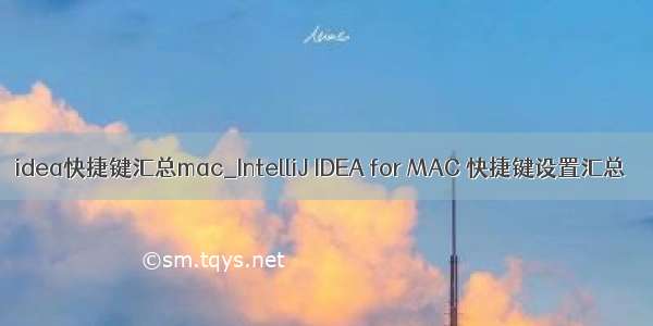 idea快捷键汇总mac_IntelliJ IDEA for MAC 快捷键设置汇总