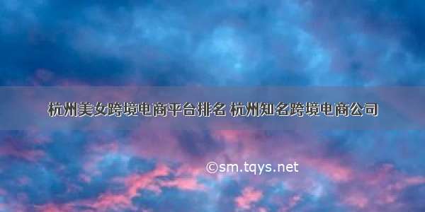 杭州美女跨境电商平台排名 杭州知名跨境电商公司