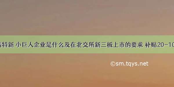 专精特新 小巨人企业是什么及在北交所新三板上市的要求 补贴20-100万