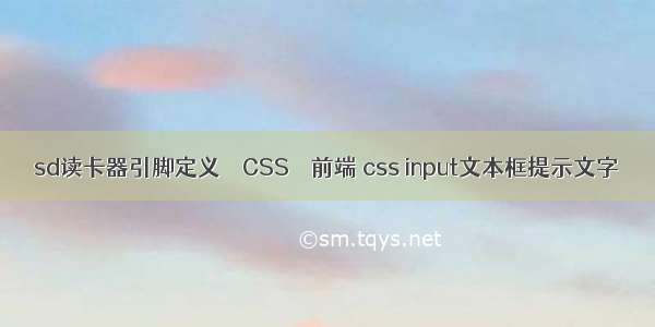 sd读卡器引脚定义 – CSS – 前端 css input文本框提示文字