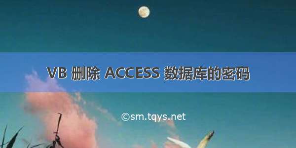 VB 删除 ACCESS 数据库的密码