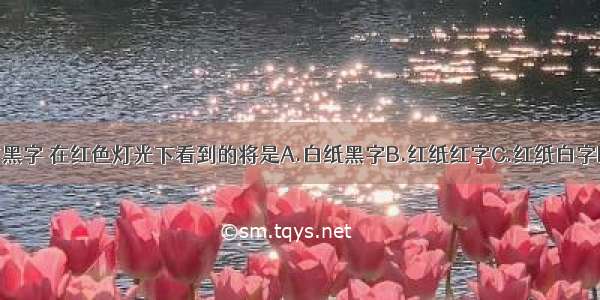 白纸上写有黑字 在红色灯光下看到的将是A.白纸黑字B.红纸红字C.红纸白字D.红纸黑字