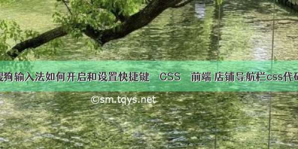 搜狗输入法如何开启和设置快捷键 – CSS – 前端 店铺导航栏css代码