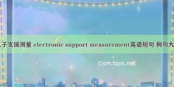 电子支援测量 electronic support measurement英语短句 例句大全