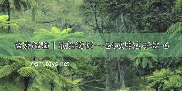 名家经验丨张缙教授---24式单式手法-6