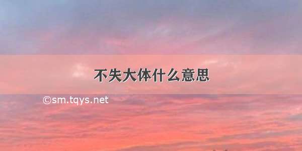 不失大体什么意思